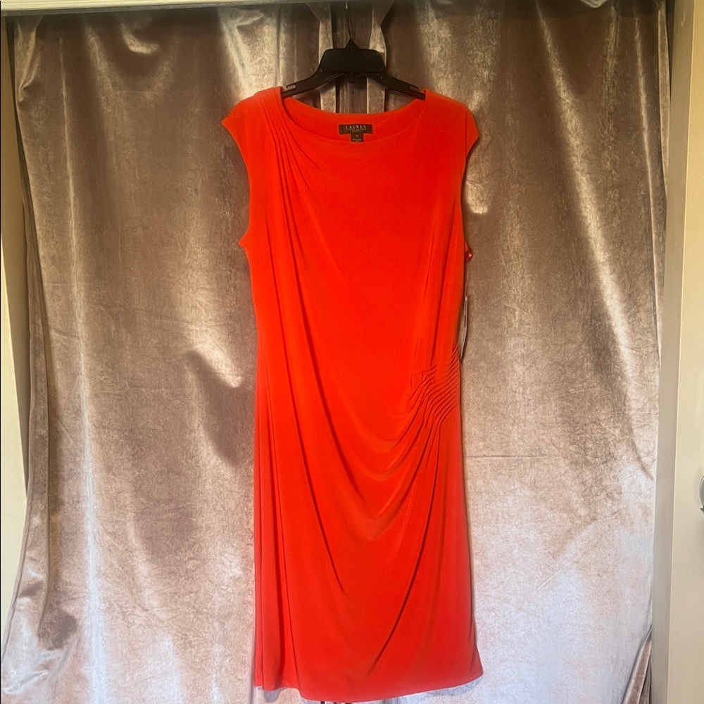 Lauren Ralph Lauren Elegant Orange Sleeveless Dress Size 16